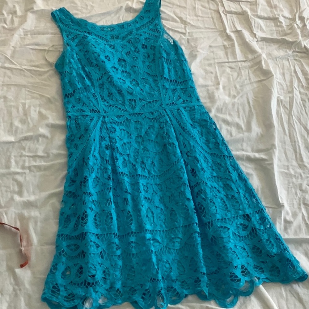 Aqua blue Lacey detailed dress